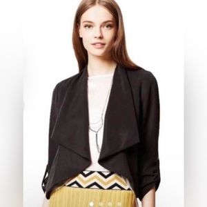 Anthropologie Cartionnier Black Drape Front Blazer Women’s Size Small